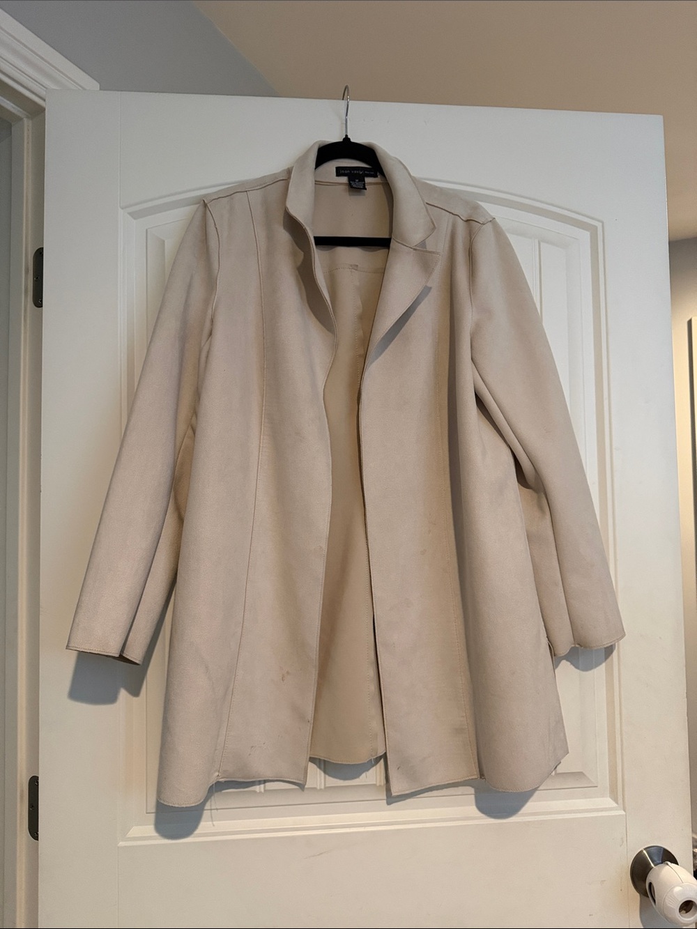 Joan Vass Women's Light Cream Open-Front Trench Coat M